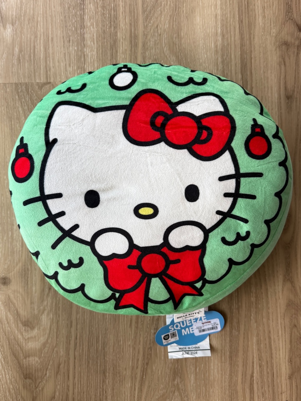 Hello Kitty Christmas Wreath Plush Cloud Pillow